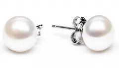 Klassischer Perlenohrstecker weiß 7.5-8 mm, Button , Sicherheitsverschluss 925er Silber, Gaura Pearls, Estland